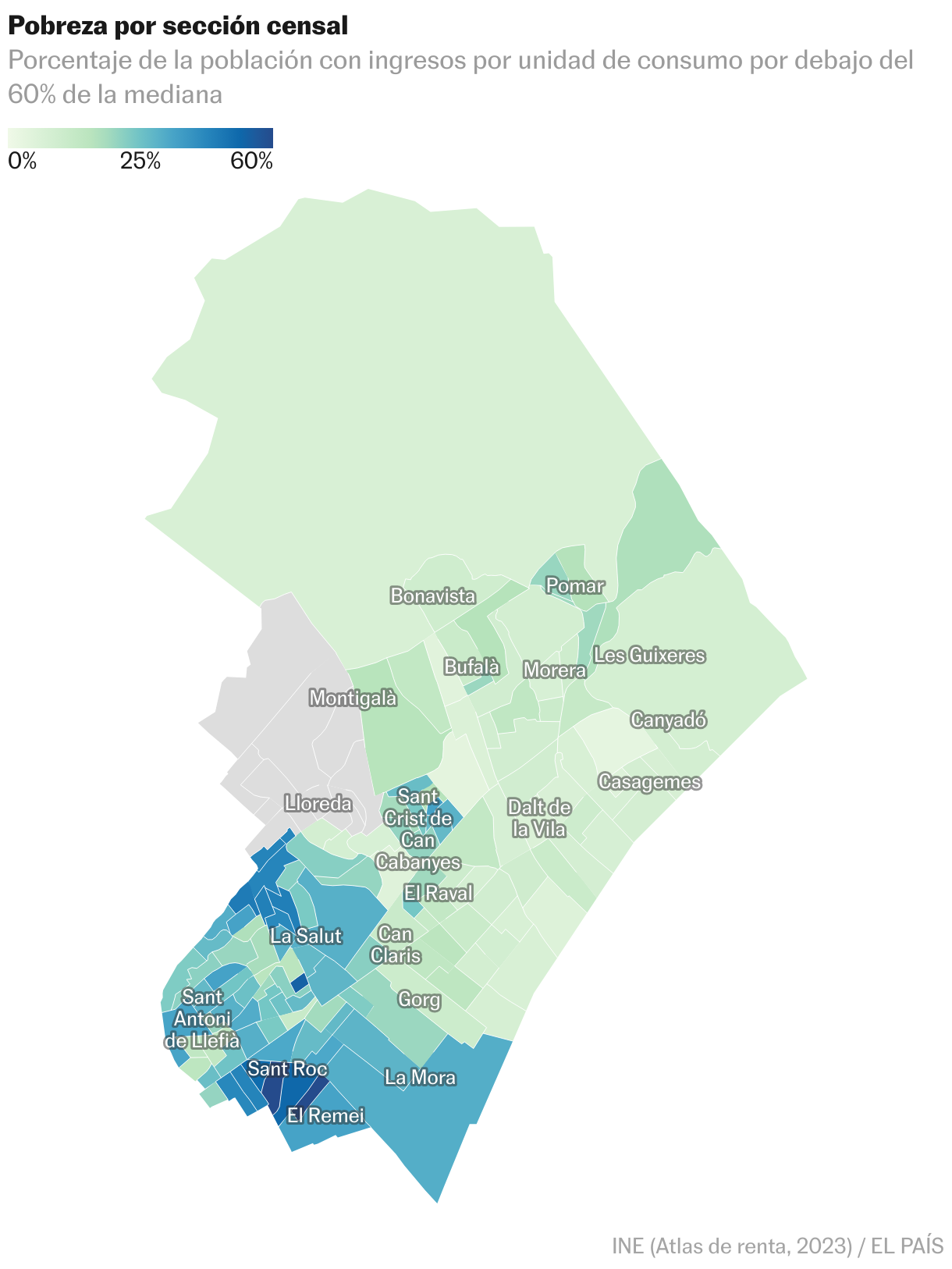 Badalona y el B9: historia de algo más que un desalojo Mapa coroplético