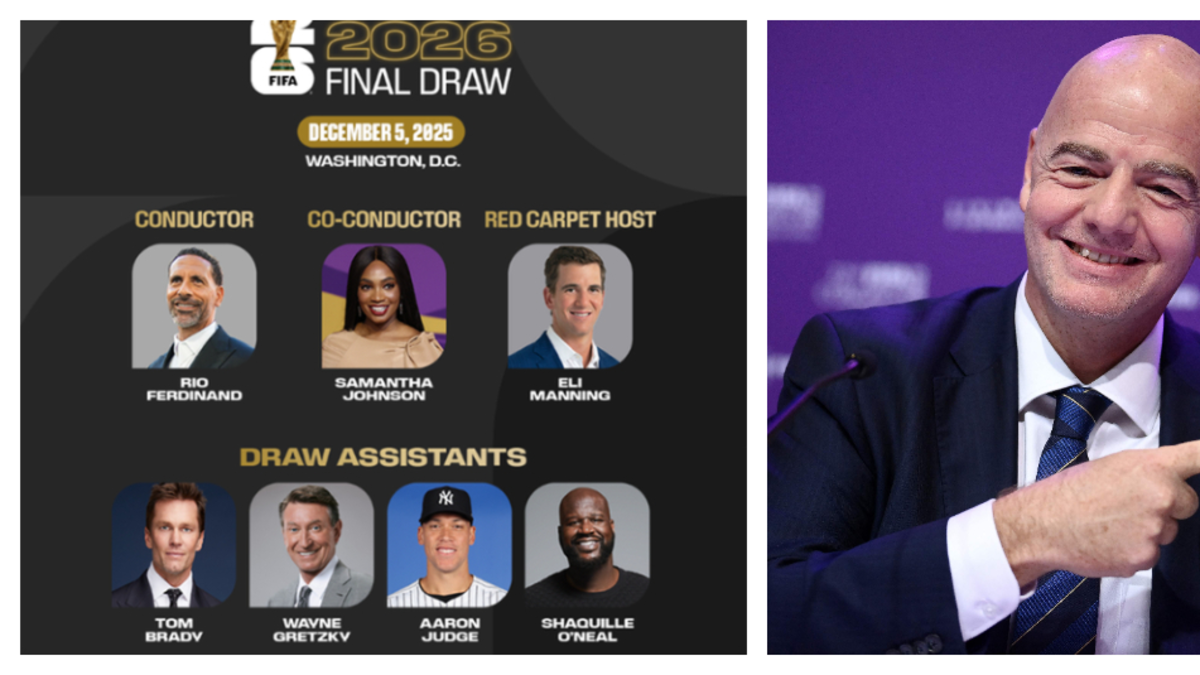 Fifa palpita el sorteo del Mundial 2026 y confirma las estrellas del deporte que participarán en el evento: Ferdinand, Brady, O’Neal y más Fifa palpita el sorteo del Mundial 2026 y confirma las estrellas del deporte que participarán en el evento: Ferdinand, Brady, O’Neal y más