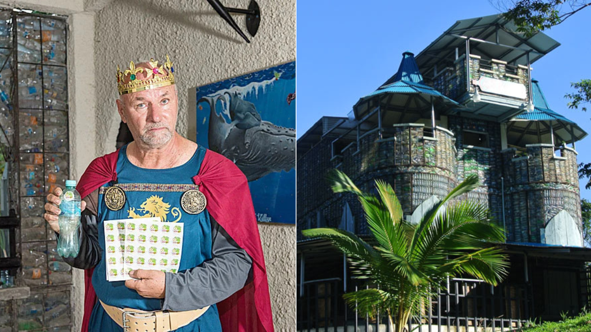 Él es el ‘rey del plástico’ que construyó un castillo de cuatro pisos con 40.000 botellas recicladas y batió un récord mundial en Panamá Él es el ‘rey del plástico’ que construyó un castillo de cuatro pisos con 40.000 botellas recicladas y batió un récord mundial en Panamá