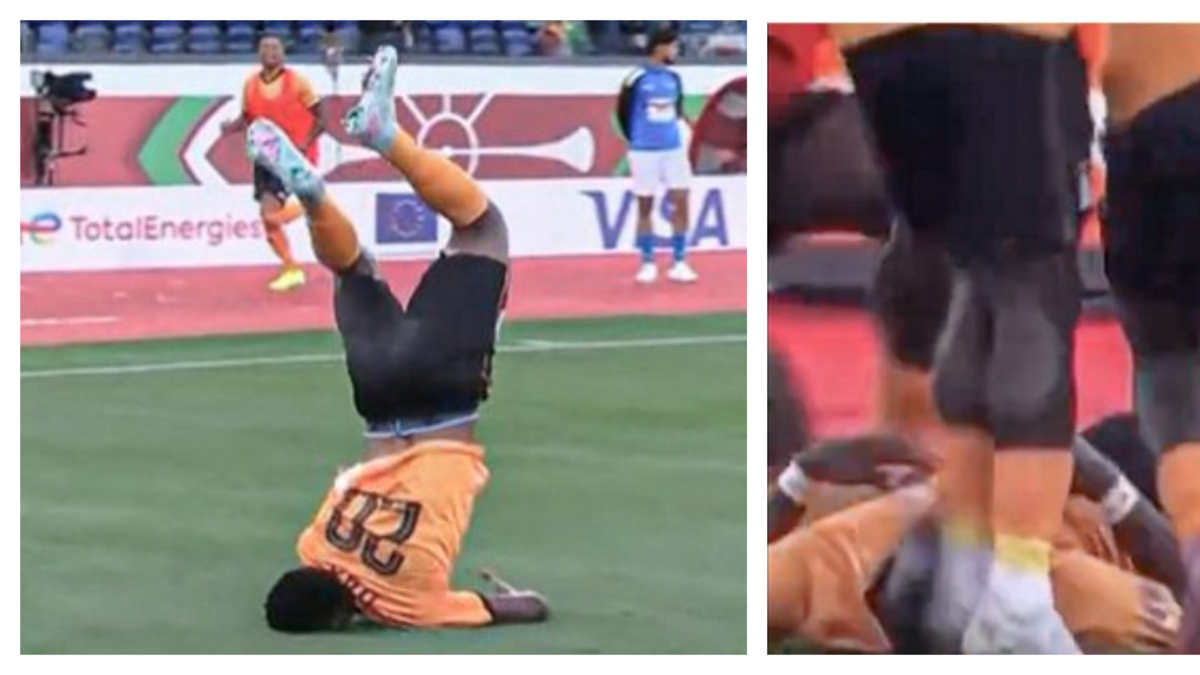 Futbolista intenta hacer una voltereta para celebrar un gol y casi se rompe el cuello, en la Copa de África; video Futbolista intenta hacer una voltereta para celebrar un gol y casi se rompe el cuello, en la Copa de África; video