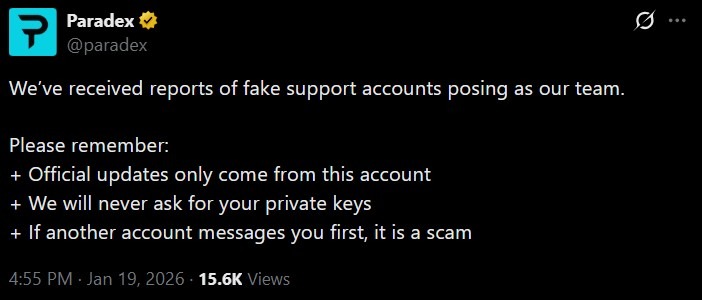 Paradex reportó una caída del servicio y canceló todas las órdenes abiertas Paradex reportó una caída del servicio y canceló todas las órdenes abiertas