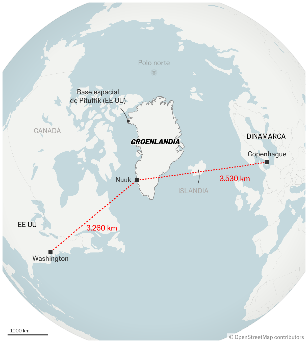 ¿Por qué tiene Trump tanto interés en Groenlandia? Las claves Mapas de ubicación
