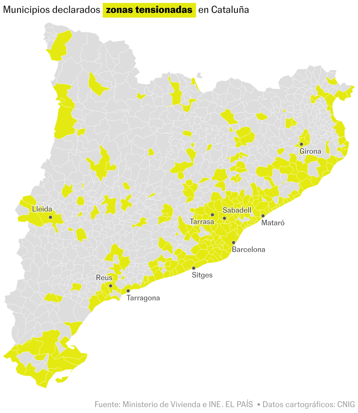 Más de nueve millones de personas viven ya en zonas tensionadas por el alquiler Mapa coroplético