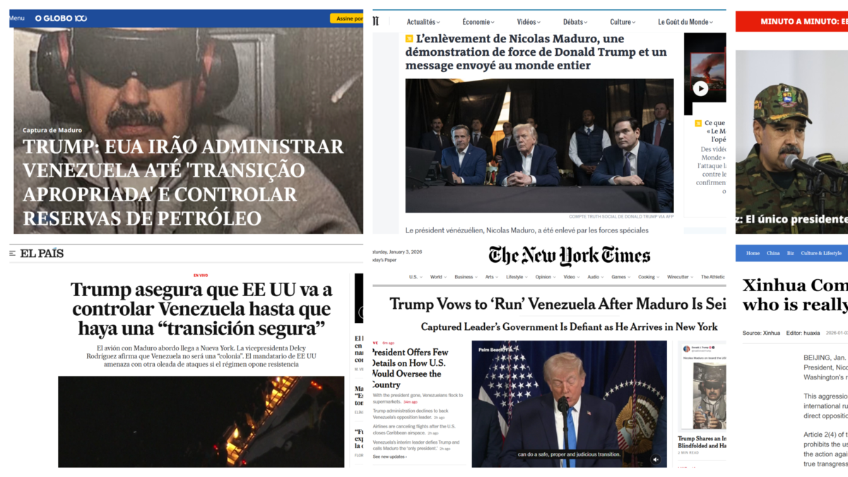 El titular que más se repite en el mundo es que EE. UU. controlará Venezuela: así cubren la noticia grandes medios de comunicación El titular que más se repite en el mundo es que EE. UU. controlará Venezuela: así cubren la noticia grandes medios de comunicación