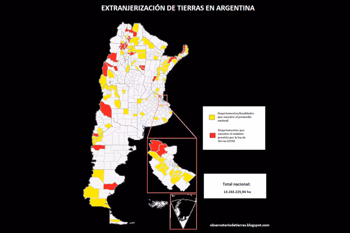 Un mapa muestra las tierras de Argentina en manos de extranjeros: 13 millones de hectáreas EL PAÍS